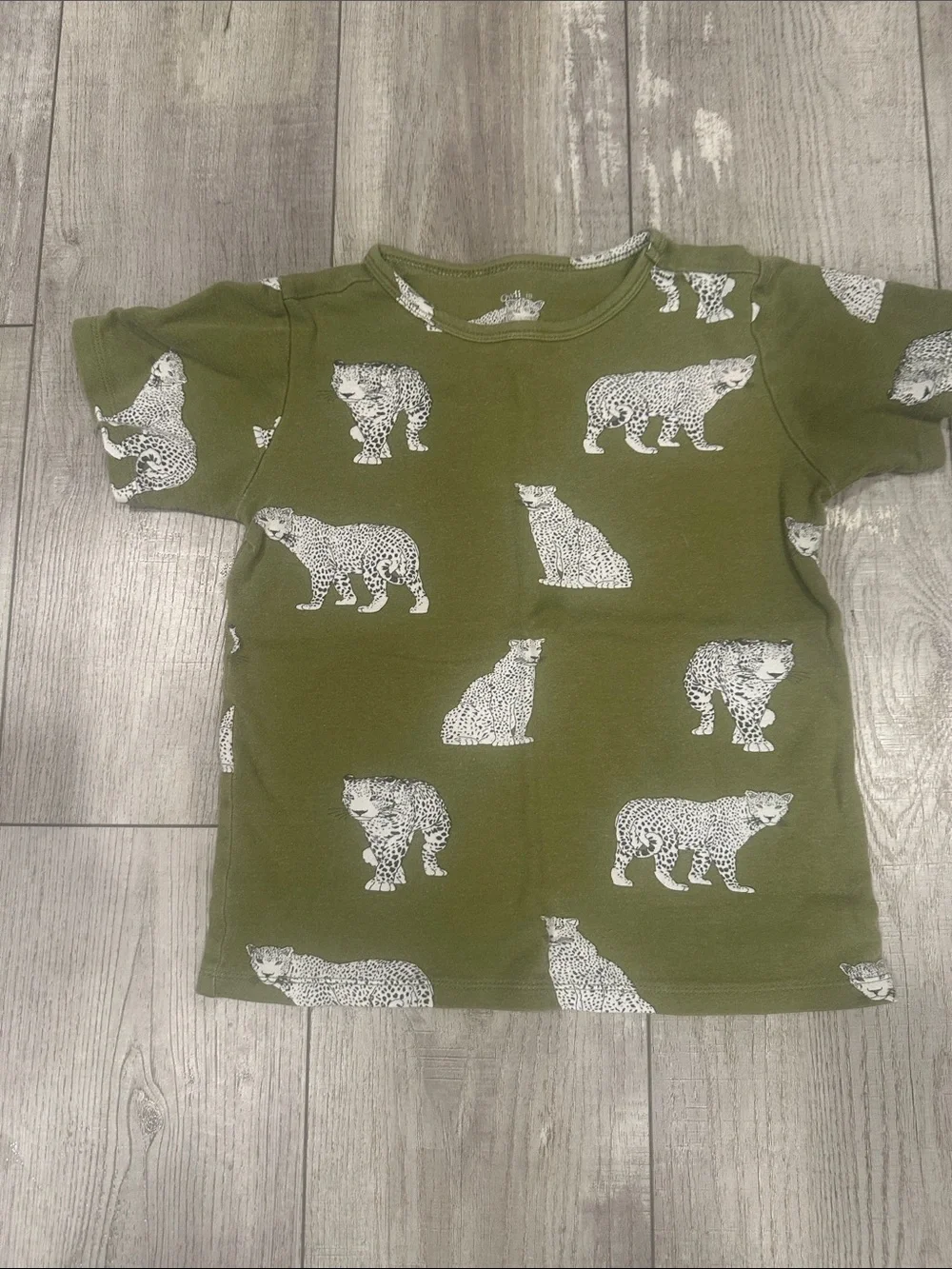 Kids Olive Green Animal Print Pajama Set